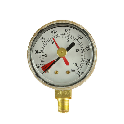 0-400bar標準圧力のゲージ1/8"調節可能で赤いポインターが付いているNptの圧力計
